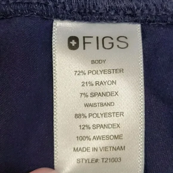 Figs Scrub Pants Men's Medium Pisco Basic Navy Blue 30" Inseam Pull On Comfort - Picture 6 of 10